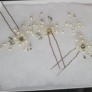 Bridal hair pins, ivory, set of 3